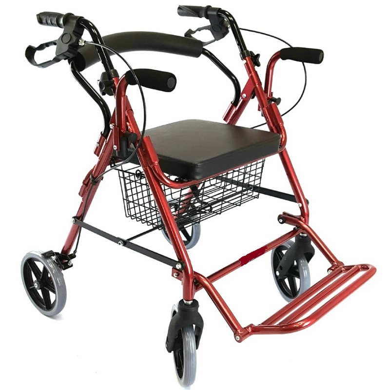 Rollator with armrest and footrest