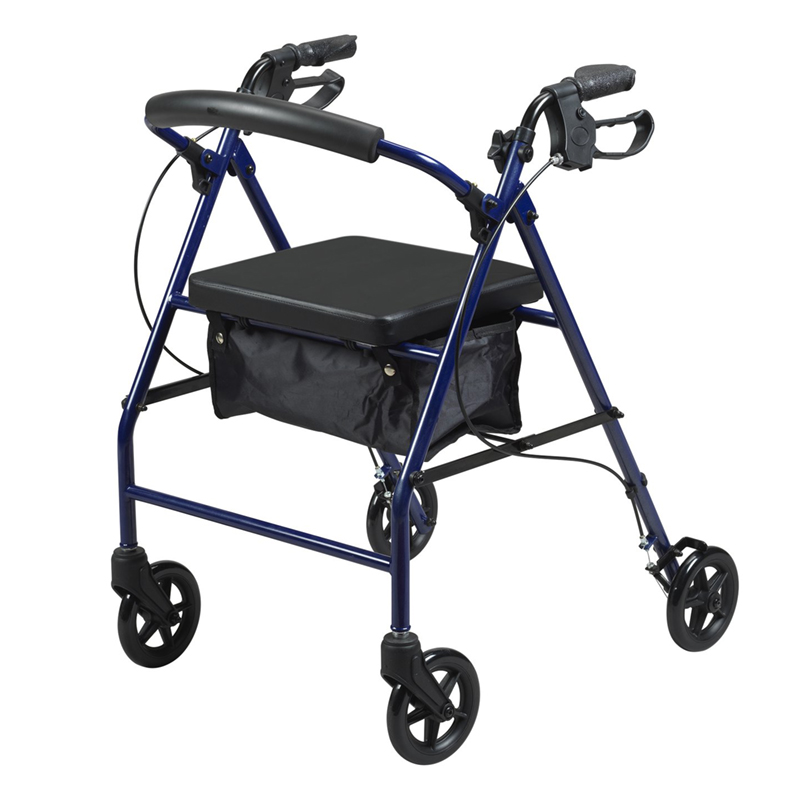 Steel four-wheeled rollator